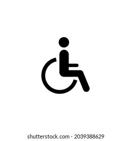 Icono de silla de ruedas inhabilitada. Icono vectorial desactivado. Icono plano no válido para diseño médico.