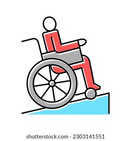 disabled in wheelchair riding color icon vector. disabled in wheelchair riding sign. isolated symbol illustration