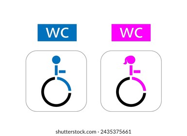 disabled wheelchair woman man toilet sign icon vector design