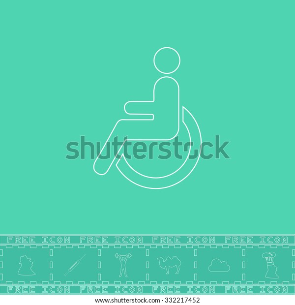 Disabled.\
White outline flat symbol and bonus icon. Simple vector\
illustration pictogram on green\
background