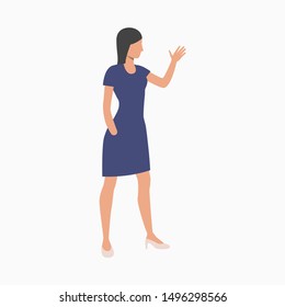 Disabled woman greeting. Prosthesis, disability, handicapped. Disabled people concept. Vector illustration for website, landing page, online store