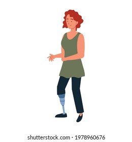 disabled woman with prosthetic leg