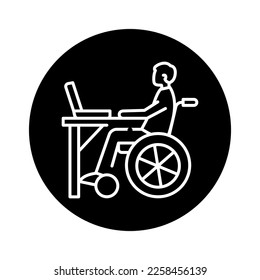 Disabled worker color line icon. Disability. Isolated vector element. Outline pictogram for web page, mobile app, promo