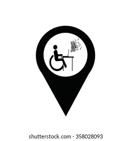 disabled worker illustration over white color background