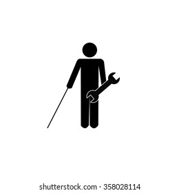 disabled worker illustration over white color background