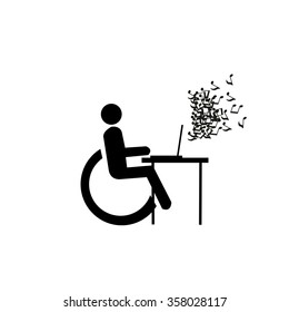 disabled worker illustration over white color background