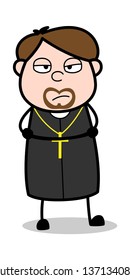 Disagree - Cartoon Priest Religious Vector Illustration