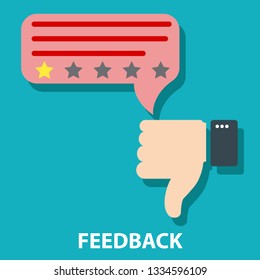 Disagree or dislike feedback concept vector illustration. Customer excellent review and feedback. Message bubble with dislike commemorating customer feedback