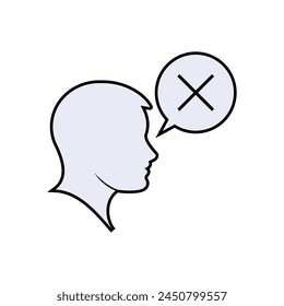 Symbol "Nicht einverstanden" Analyse, kritisch. Ablehnen, Symbol ablehnen - Vektorgrafik.