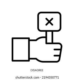 Disagree Icon. Line Art Style Design Isolated On White Background