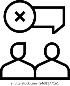 Icono en desacuerdo. Diseño de estilo lineal delgado aislado sobre fondo blanco