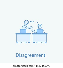 disagree on work 2 colored line icon. Simple colored element illustration. Outline symbol design from colleague and business partners set