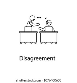 disagree on work illustration. Element of relationship with colleague mobile and web apps. Thin line disagree on work illustration can be used for web and mobile on white background