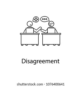 disagree on work illustration. Element of relationship with colleague mobile and web apps. Thin line disagree on work illustration can be used for web and mobile on white background