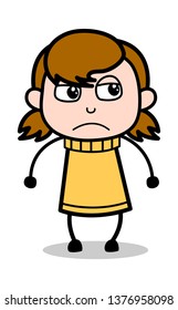 Disagree - Retro Cartoon Girl Teen Vector Illustration