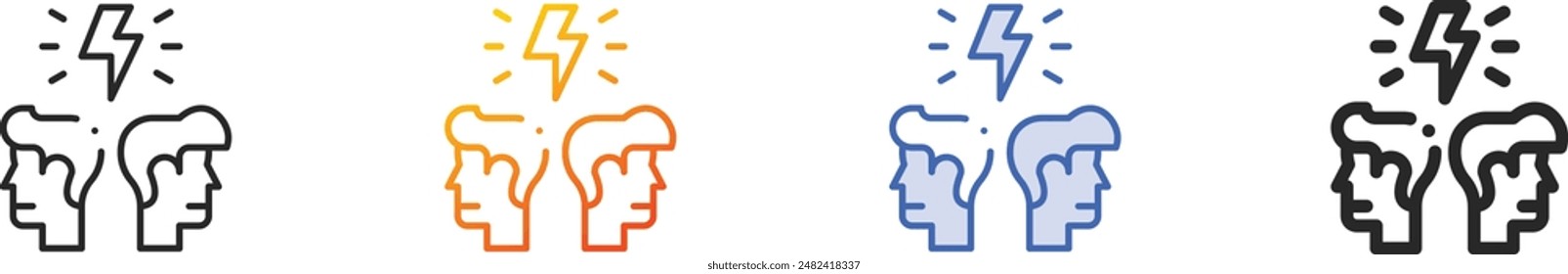 Icono de desacuerdo.Diseño lineal delgado, degradado, trazo azul y estilo en negrita aislado sobre fondo blanco