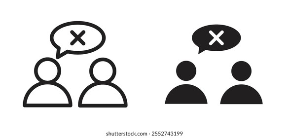 Disagreement vector icon set black filled and outlined style.
