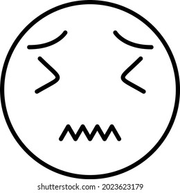 Disapointed Face Vector Line Icon Design
