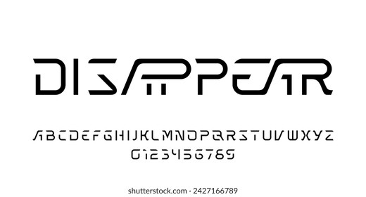 Disappear alphabet font. Modern letters and arabic numerals. Suitable for logos. Vector illustration for your typography design.