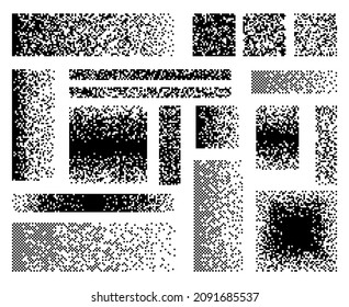 Disappear Square Pixel Mosaic Pattern. Fade And Dissolve Shape Vector Backgrounds. Digital Disperse Of Halftone Pixel Gradient, Disappearing Rectangles Texture And Transform Effect Of Broken Particles