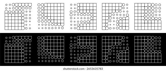 Vetor conceito de desaparecimento com elementos abstratos desaparecendo no padrão de grade, design mínimo em preto e branco para temas digitais, científicos ou futuristas.