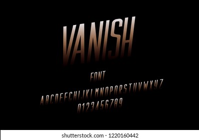 Disappearing font, alphabet, letters and numbers. Vector Illustration