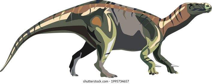 The disappearing herbivorous dinosaur Iguanodon. Vector illustration