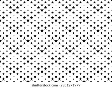 Disappearing seamless halftone vector background. Filled with black stars. Rhomb composition