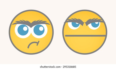 Disappointed cartoon smiley vector set