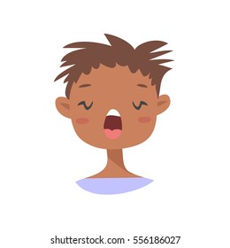 Disappointed Emoji character. Cartoon style emotion icons. Isolated girl avatars with tired facial expressions. Flat illustration women's emotional face. Hand drawn vector drawing emoticon