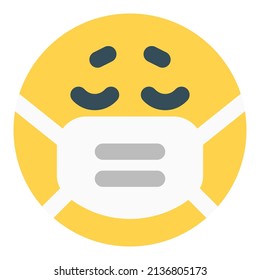 Disappointed emoji with eyes down wearing the mask