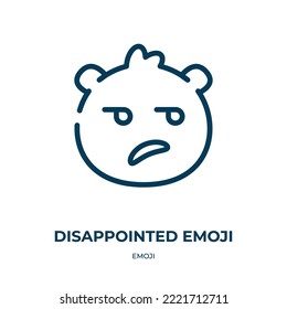 Disappointed emoji icon. Linear vector illustration from emoji collection. Outline disappointed emoji icon vector. Thin line symbol for use on web and mobile apps, logo, print media.
