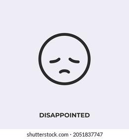 disappointed emoji icon vector. Linear style sign for mobile concept and web design. disappointed emoticon symbol illustration. Pixel vector graphics - Vector.
