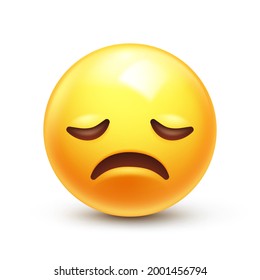 Disappointed emoji. Sad face, unhappy emoticon 3D stylized vector icon