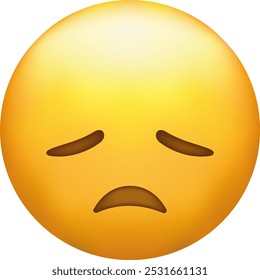 Emoji decepcionado. Cara triste, emoticono infeliz