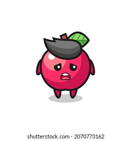 disappointed expression of the apple cartoon , cute style design for t shirt, sticker, logo element