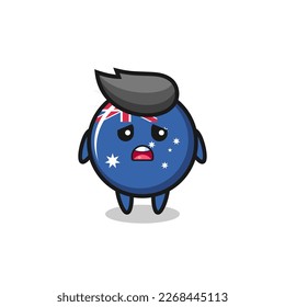 expresión de decepción de la caricatura de insignia de la bandera australia , diseño de estilo lindo para camiseta, pegatina, elemento logo