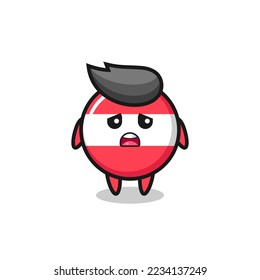 disappointed expression of the austria flag badge cartoon , cute style design for t shirt, sticker, logo element