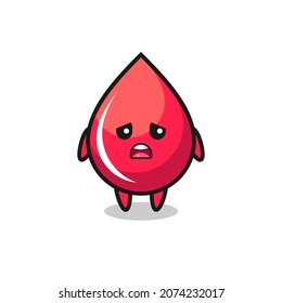 expresión de decepción de la caricatura de gota de sangre , diseño de estilo lindo para camiseta, pegatina, elemento logo