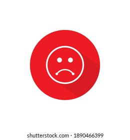 Disappointed Expression Button Icon Vector in Flat Style. Sad Face Symbol Illustration