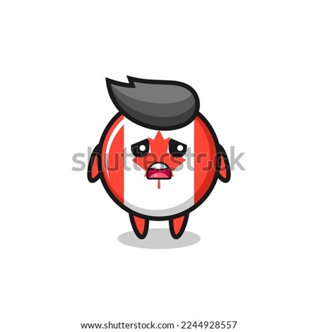 disappointed expression of the canada flag badge cartoon , cute style design for t shirt, sticker, logo element