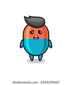 disappointed expression of the capsule cartoon , cute style design for t shirt, sticker, logo element