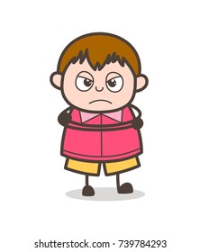 Disappointed Expression - Cute Cartoon Fat Kid Illustration