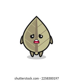 expresión de decepción de la caricatura de hoja seca , diseño de estilo lindo para camiseta, pegatina, elemento logo