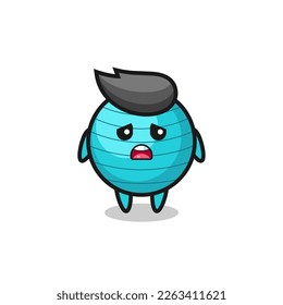 disappointed expression of the exercise ball cartoon , cute style design for t shirt, sticker, logo element