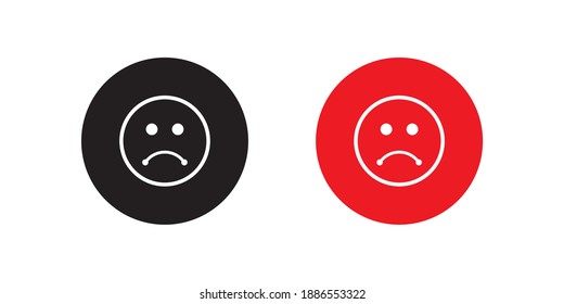 Disappointed Expression Icon Vector in Flat Style. Sad Face Symbol Illustration