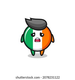 disappointed expression of the ireland flag badge cartoon , cute style design for t shirt, sticker, logo element