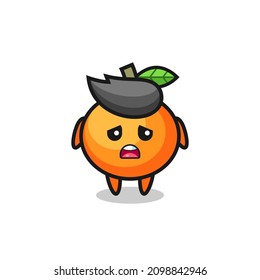 disappointed expression of the mandarin orange cartoon , cute style design for t shirt, sticker, logo element