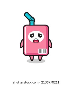 disappointed expression of the milk box cartoon , cute style design for t shirt, sticker, logo element