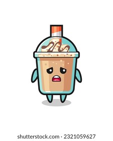 disappointed expression of the milkshake cartoon , cute style design for t shirt, sticker, logo element